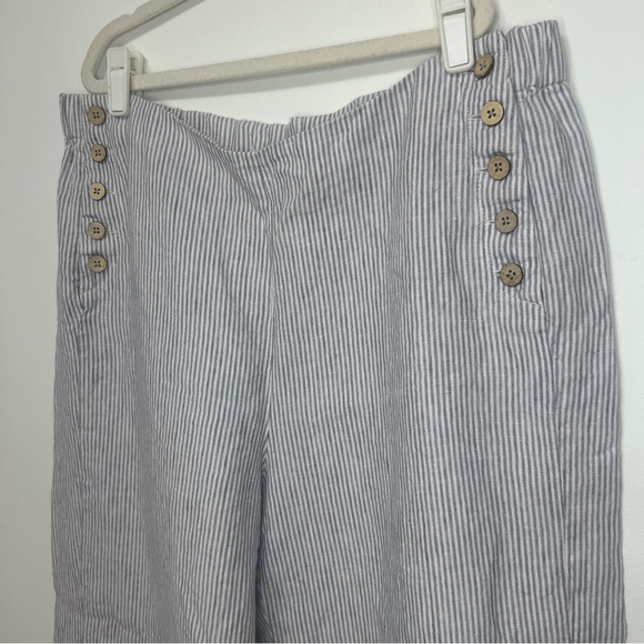 J. Jill Pants - J. Jill Gray Striped Linen Pants Medium‎